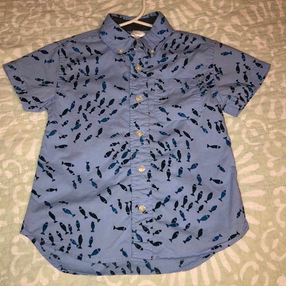 Short sleeve button down/ collard kids shirt